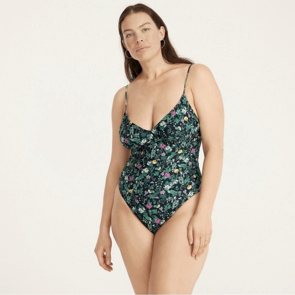 J. Crew Factory Floral One Piece Swimsuit - Green Multi
